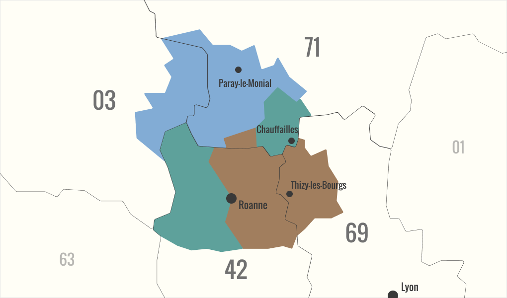 Notre réseau MARCIGNY, secteur commerciaux Massey Loire Rhone Bourgogne et Allier